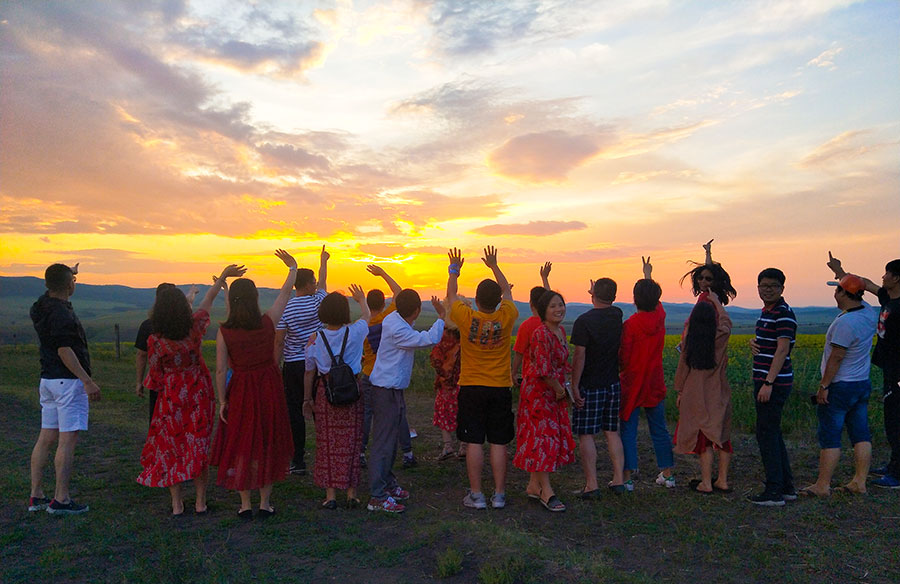 呼倫貝爾晚霞日落